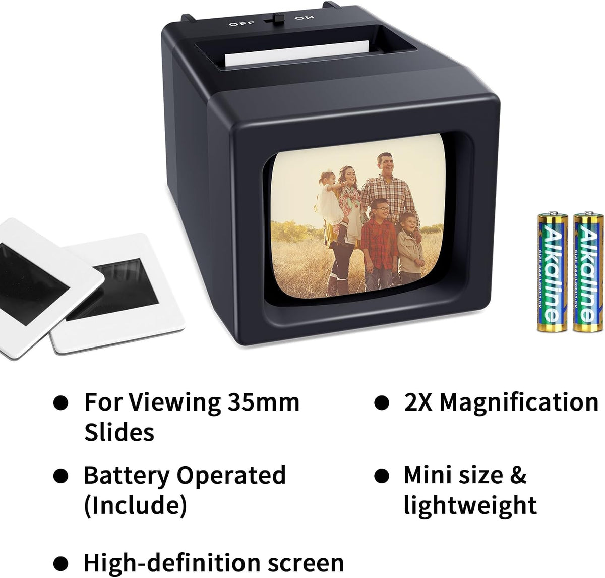 DigitPro 35mm Slide Viewer 2X Magnification LED Lighted Film &amp; Negative Viewer Battery Powered w/ 2 AAA Included image 2