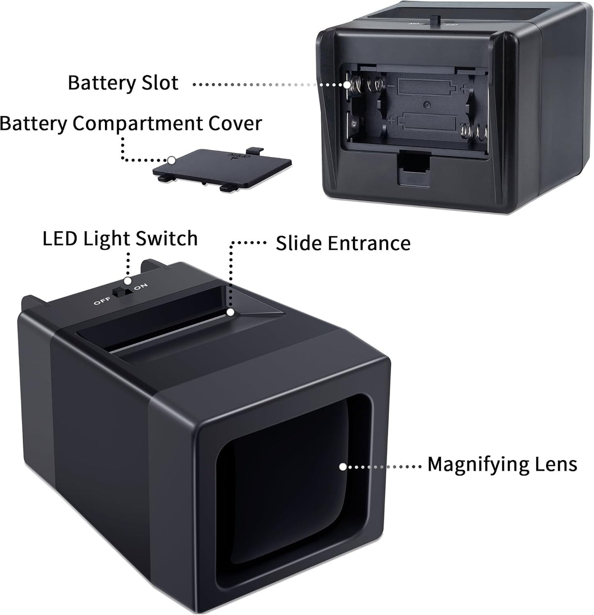 DigitPro 35mm Slide Viewer 2X Magnification LED Lighted Film &amp; Negative Viewer Battery Powered w/ 2 AAA Included image 5