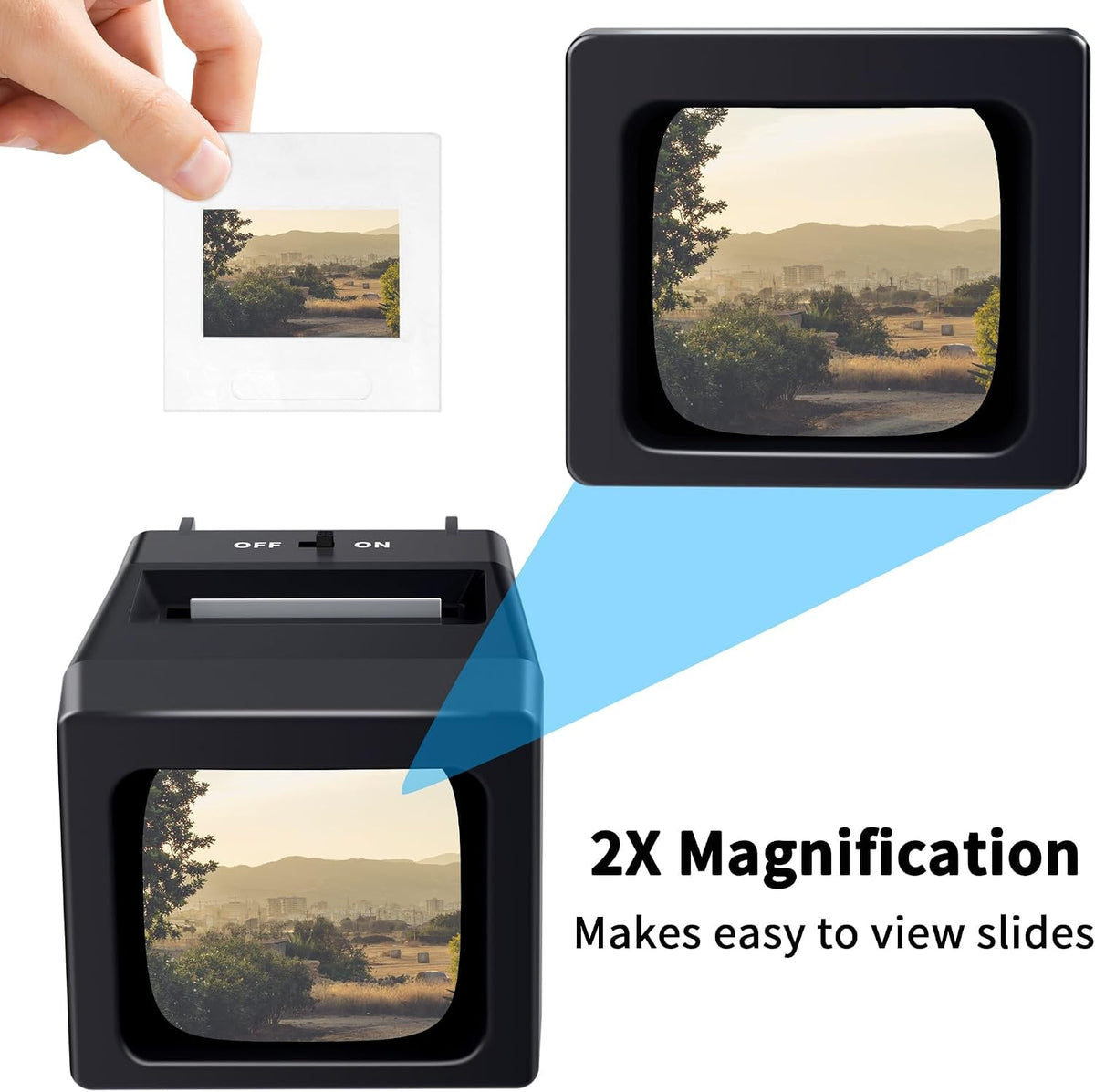 DigitPro 35mm Slide Viewer 2X Magnification LED Lighted Film &amp; Negative Viewer Battery Powered w/ 2 AAA Included image 4