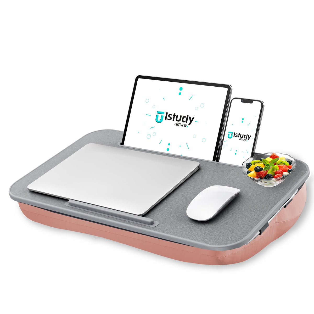 Istudyniture Pink Lap Desk with Cushion for Laptop up to 17” Portable Washable Bed Sofa Tray image 0