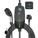 EVDANCE 6m EV Charging Cable 3 Pin UK Plug to Type 2 Charger 10A 2.4kW IP66 LCD image 0