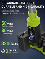BIUBLE Cordless Electric Spin Mop Dual Motor Floor Cleaner LED Headlight Water Spray 300ml Tank Adjustable 50-Inch for Tile Wood Marble image 1