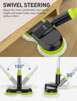 BIUBLE Cordless Electric Spin Mop Dual Motor Floor Cleaner LED Headlight Water Spray 300ml Tank Adjustable 50-Inch for Tile Wood Marble image 5
