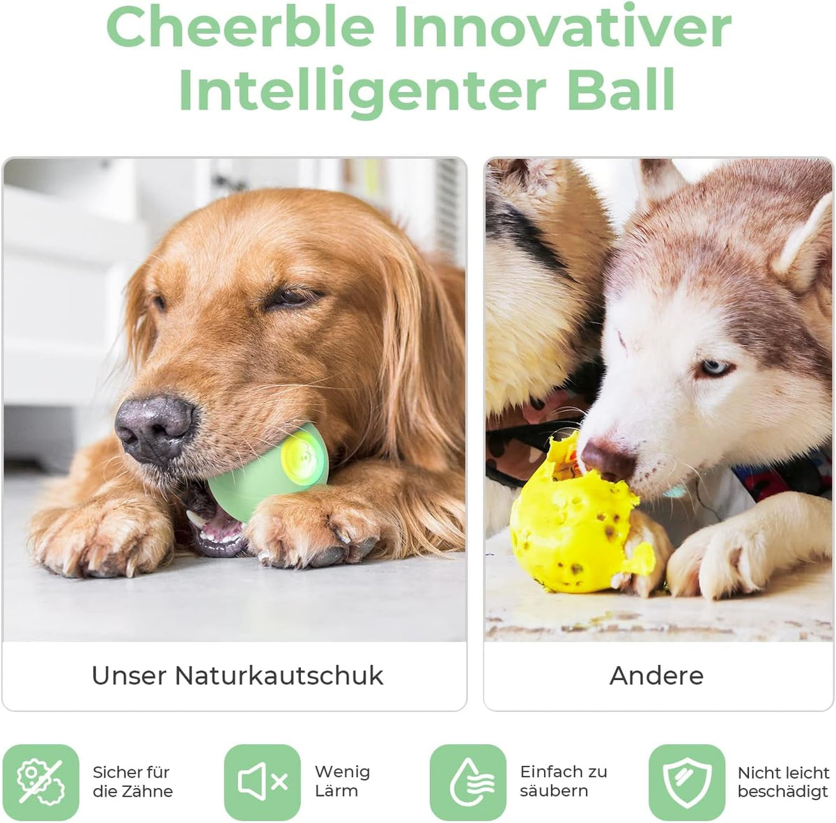 Cheerble Wicked Ball PE Interactive Dog Ball Green Rechargeable LED Smart Toy for Medium Large Dogs image 2