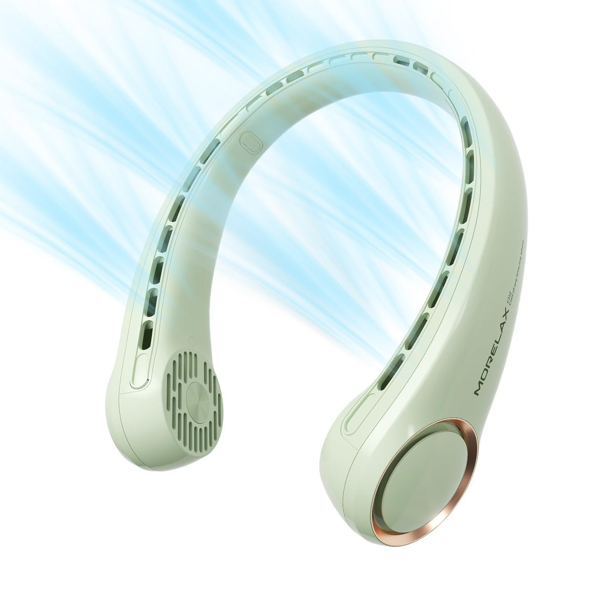 Jancane Bladeless Neck Fan USB Rechargeable 3-Speed 360° Cooling Quiet Hands-Free Green image 0