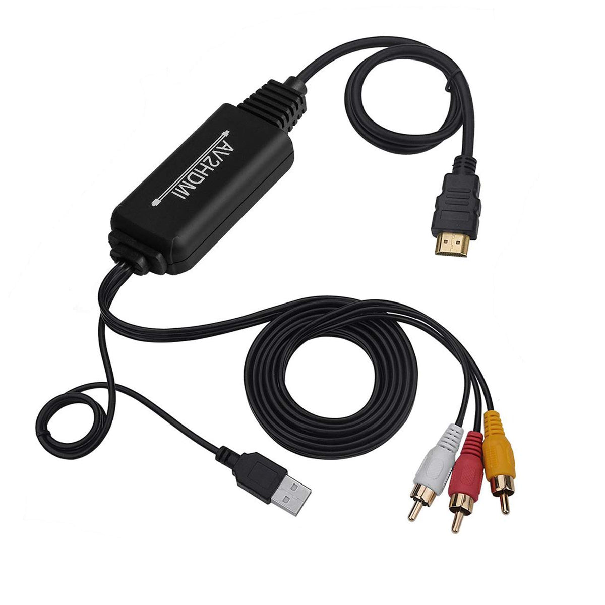 Anber-Tech RCA to HDMI Converter Cable 1080P AV Composite CVBS Video Audio Adapter for TV Monitor Camera image 0