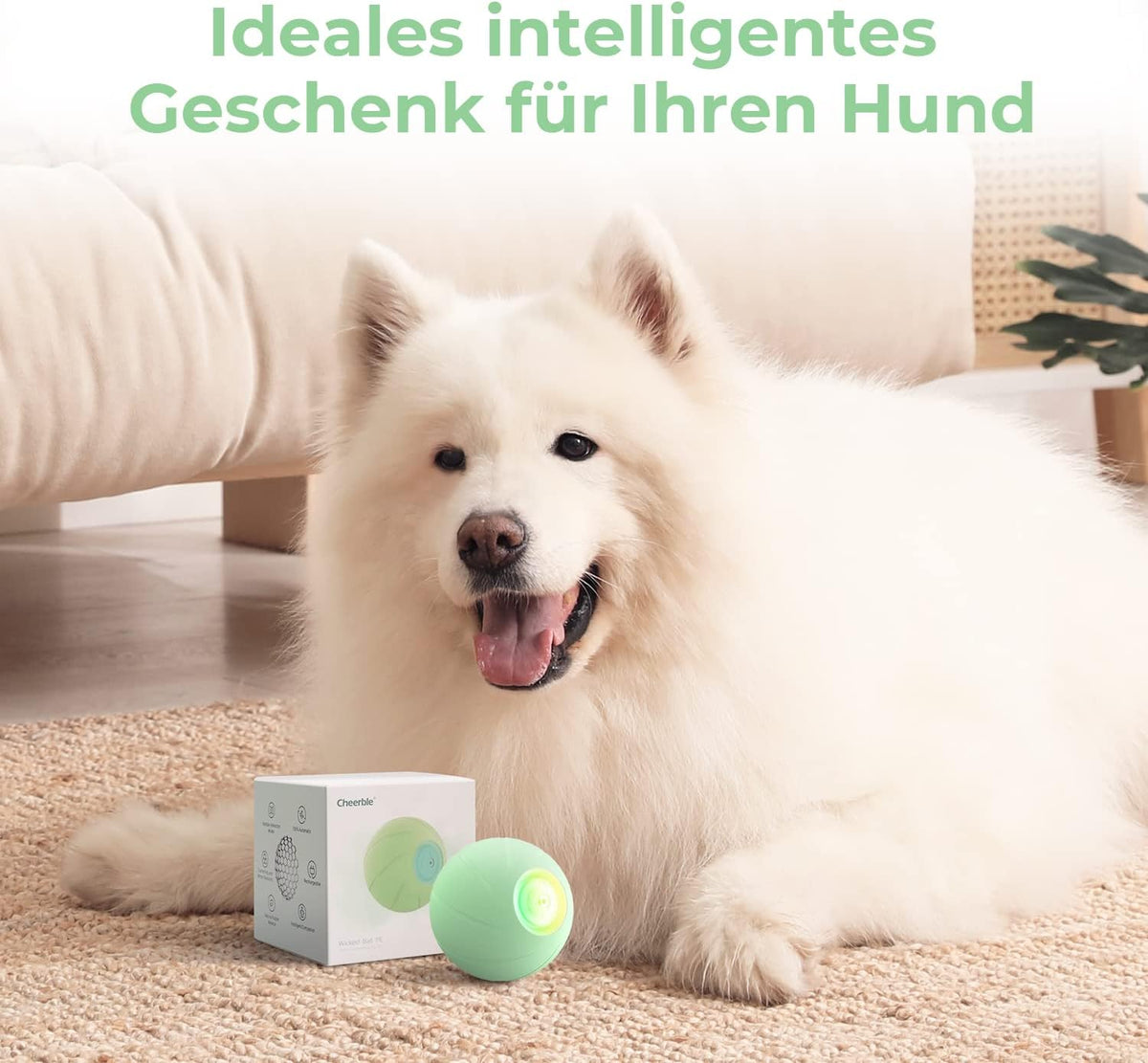 Cheerble Wicked Ball PE Interactive Dog Ball Green Rechargeable LED Smart Toy for Medium Large Dogs image 7