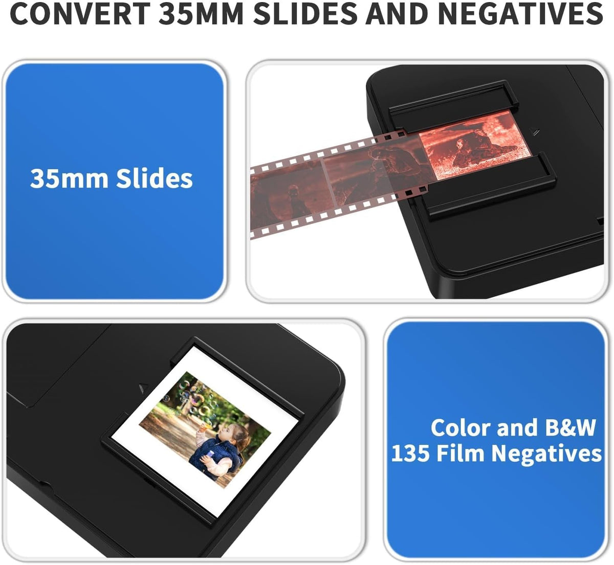 DigitConvert 35mm Mobile Film Scanner Slide &amp; Negative Viewer for Smartphone LED Backlight Black image 1