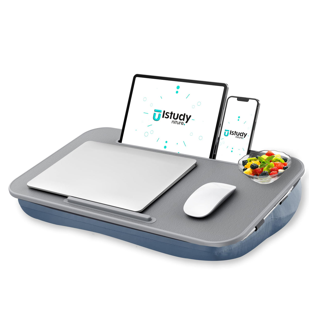 Istudyniture Large Lap Desk with Cushion for Up to 17" Laptop, Washable Cover, Grayish Blue image 0