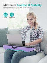 Istudyniture Large Lap Desk for Laptop Up to 17” Portable Cushion Bed Tray Stand Purple image 2