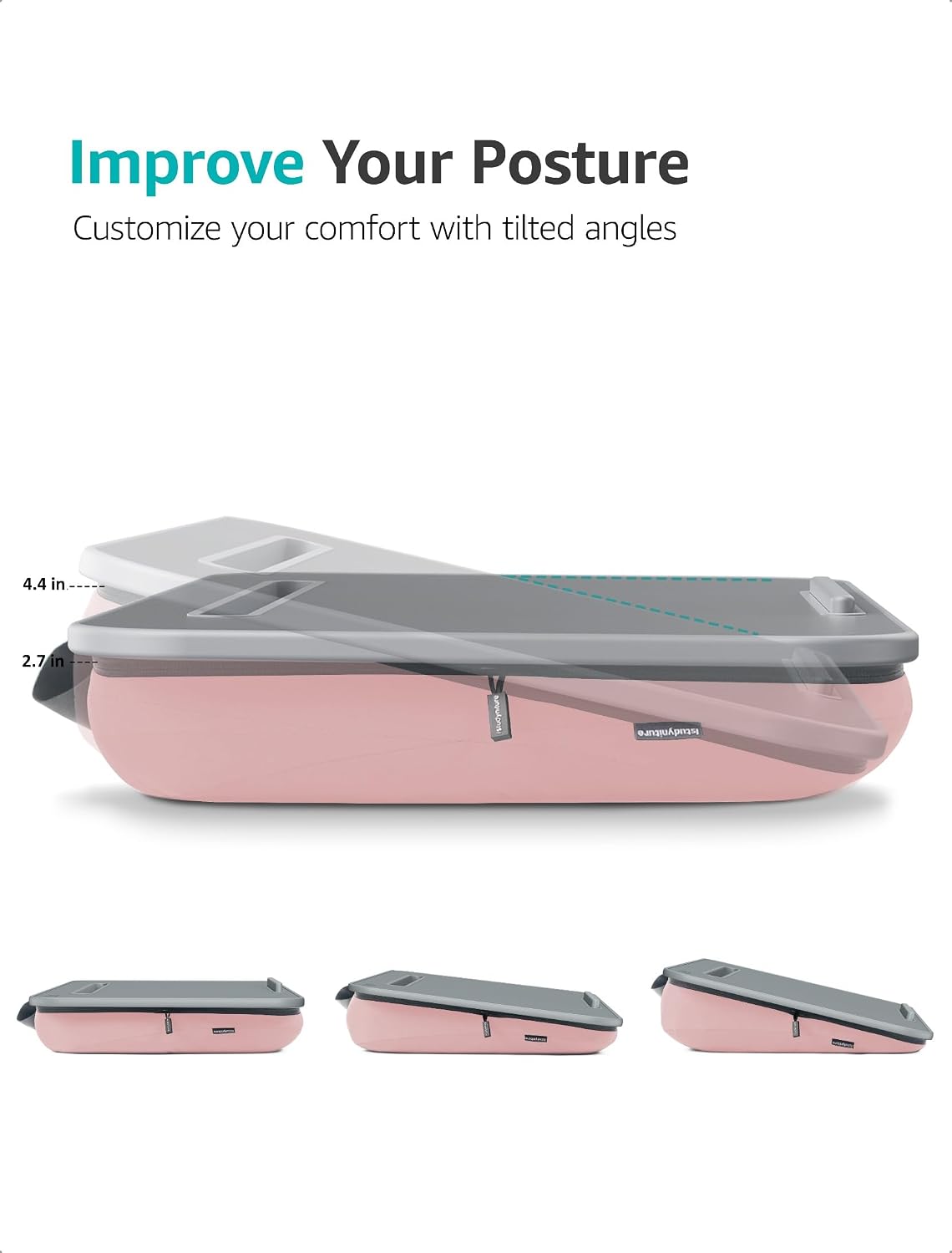 Istudyniture Pink Lap Desk with Cushion for Laptop up to 17” Portable Washable Bed Sofa Tray image 6
