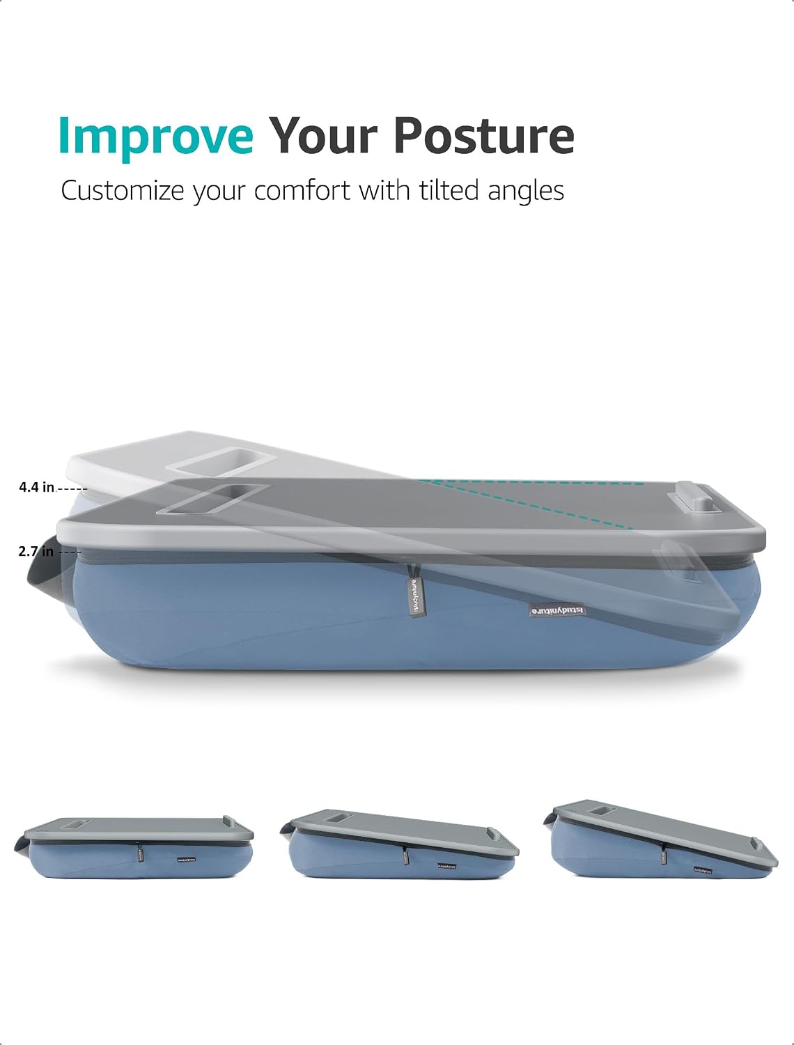 Istudyniture Large Lap Desk with Cushion for Up to 17" Laptop, Washable Cover, Grayish Blue image 6