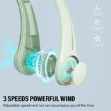 Jancane Bladeless Neck Fan USB Rechargeable 3-Speed 360° Cooling Quiet Hands-Free Green image 4