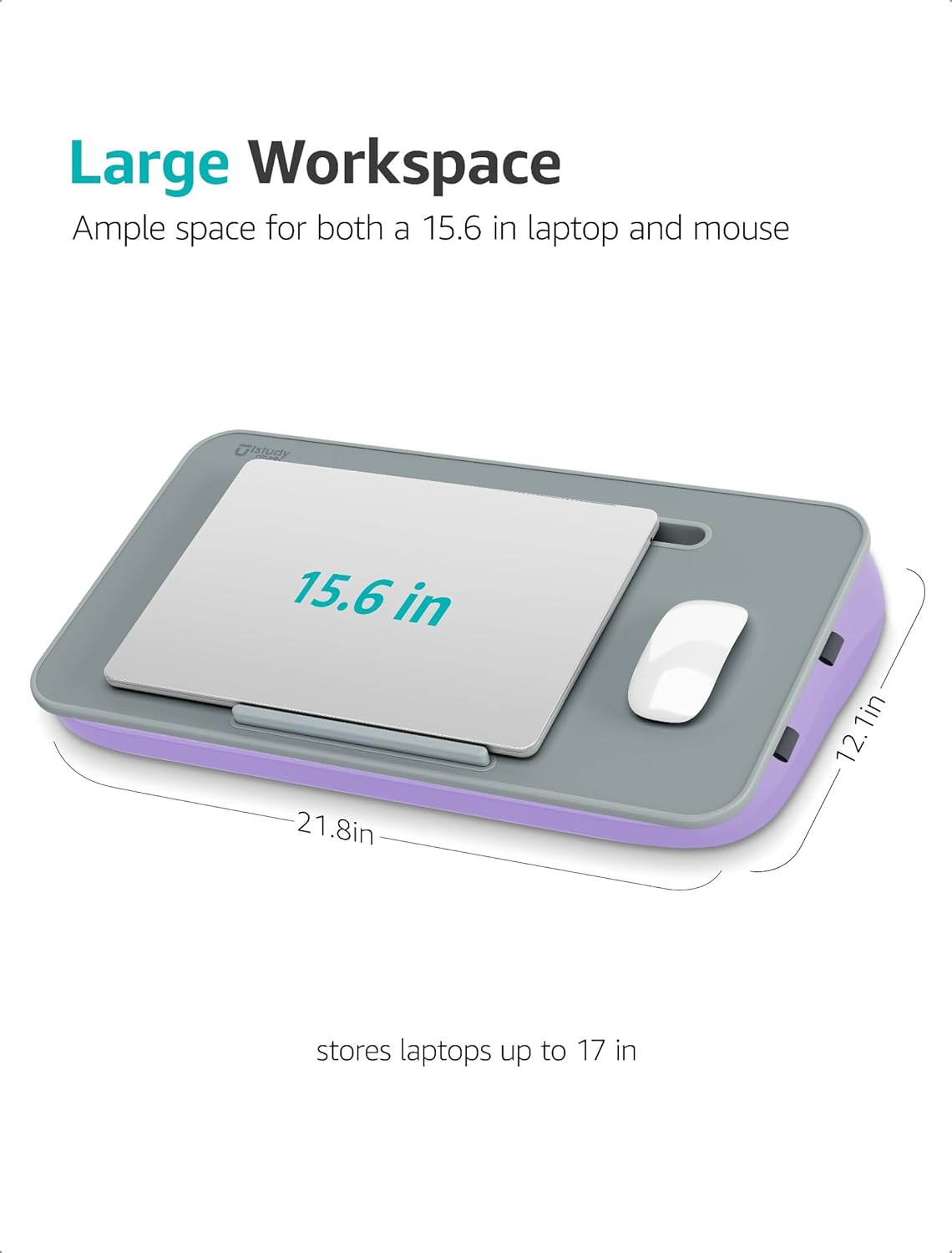 Istudyniture Large Lap Desk for Laptop Up to 17” Portable Cushion Bed Tray Stand Purple image 4