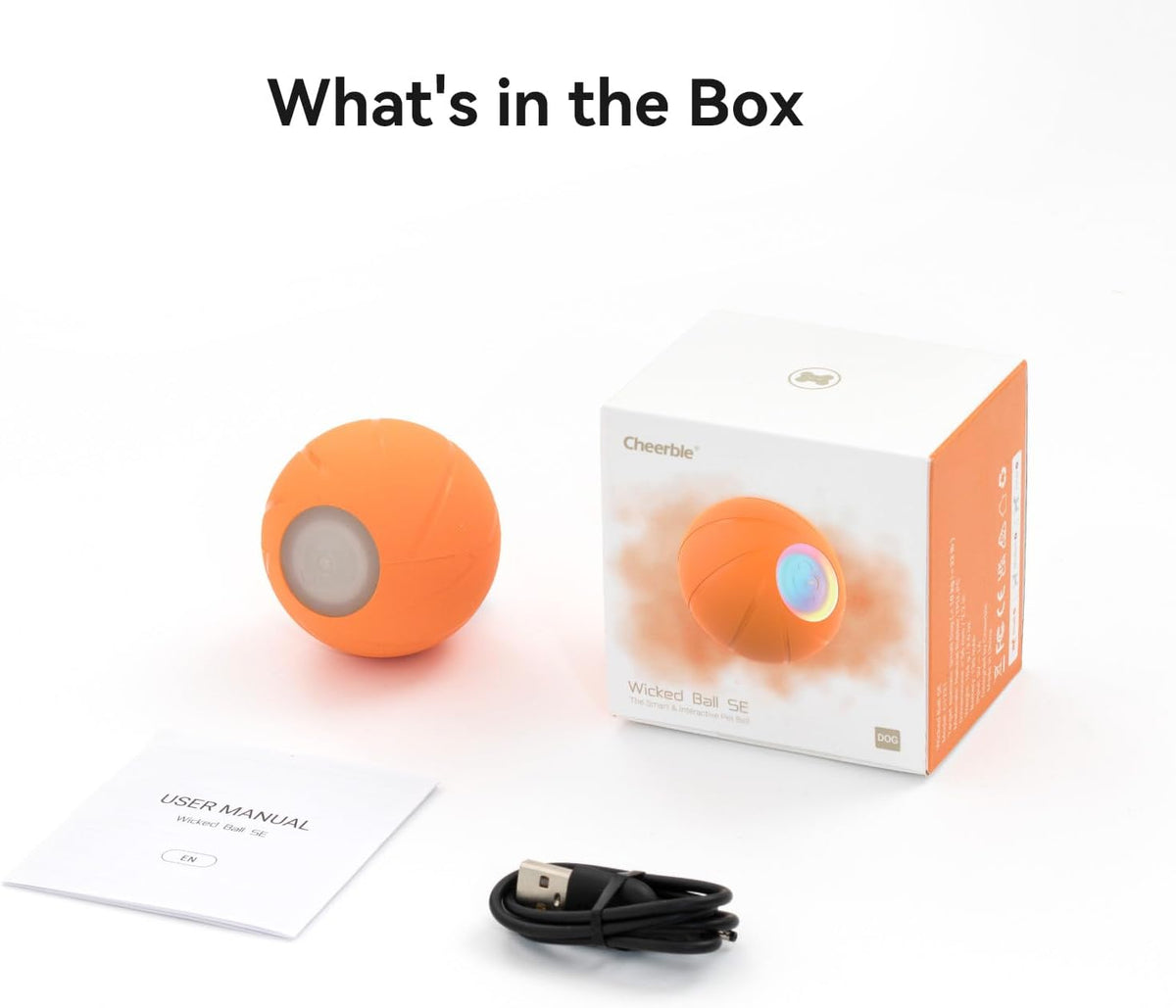 Cheerble Wicked Ball SE Interactive Dog Ball Self Moving LED Rechargeable Toy Orange image 8