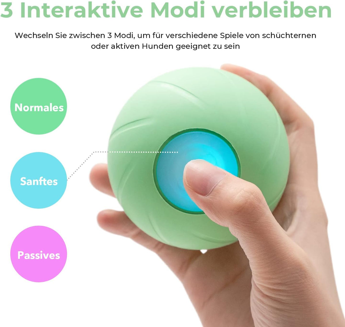 Cheerble Wicked Ball PE Interactive Dog Ball Green Rechargeable LED Smart Toy for Medium Large Dogs image 4
