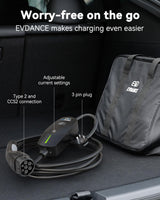 EVDANCE 6m EV Charging Cable 3 Pin UK Plug to Type 2 Charger 10A 2.4kW IP66 LCD image 5