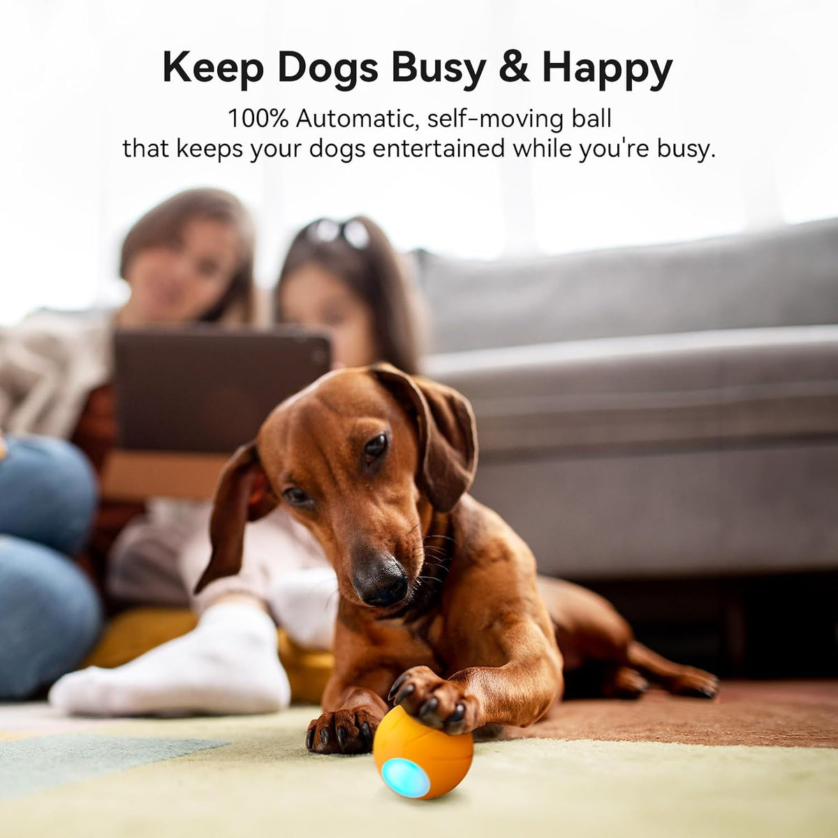 Cheerble Wicked Ball SE Interactive Dog Ball Self Moving LED Rechargeable Toy Orange image 6